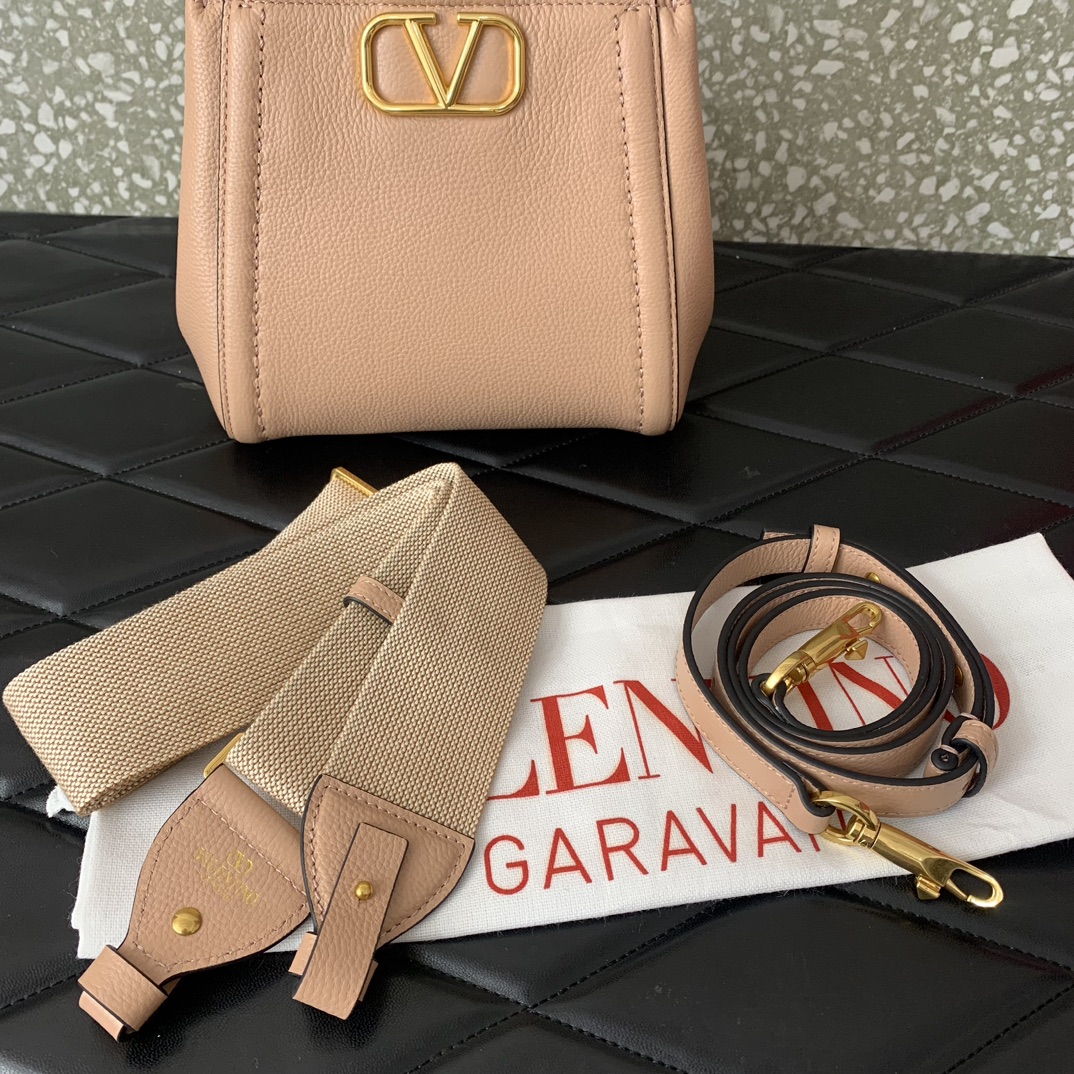 Valentino Garavani Alltime Small Handbag in Rose Cannelle Grainy Calfskin